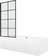 Mexen Cube stačiakampė vonia 170 x 80 cm su apdaila ir vieno sparno ekranu 70 cm, juodas raštas - 550517080X9307017077