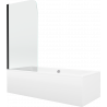 Mexen Cube stačiakampė vonia 180 x 80 cm su apdaila ir vienų durų ekranu 70 cm, skaidrus, juodas - 550518080X9007017000