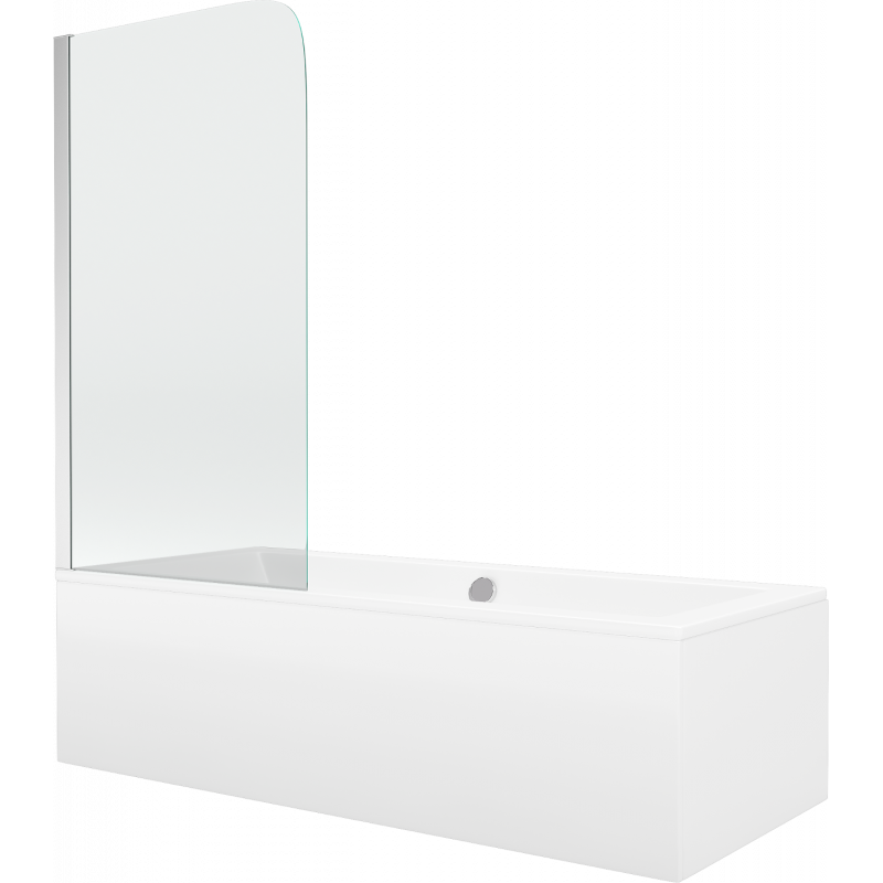 Mexen Cube stačiakampė vonia 180 x 80 cm su apdaila ir vienkrypčiu šonu 80 cm, skaidrus, chromas - 550518080X9008010100