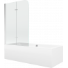 Mexen Cube stačiakampė vonia 180 x 80 cm su apdaila ir 2-durių 100 cm ekranėliu, skaidrus, chromuotas - 550518080X9010020100