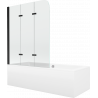 Mexen Cube stačiakampė vonia 180 x 80 cm su apdaila ir 3 dalių ekranas 120 cm, skaidrus, juodas - 550518080X9012037000