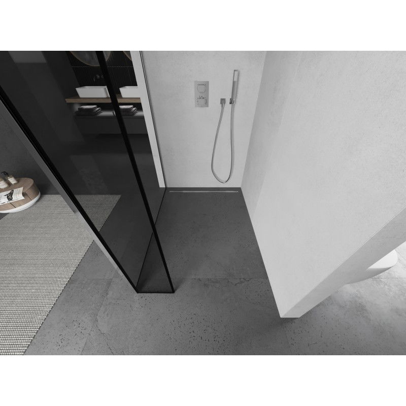 Mexen Kioto dušo siena Walk-in 110 x 30 cm, juoda rėmelis, chromas - 800-110-212-01-70-030