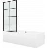 Mexen Cube stačiakampė vonia 180 x 80 cm su dangčiu ir vienos durų širma 70 cm, juodas raštas fix - 550518080X9307007077