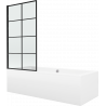 Mexen Cube stačiakampė vonia 180 x 80 cm su apdaila ir vieno sparno 70 cm ekranu, juodas raštas - 550518080X9307017077