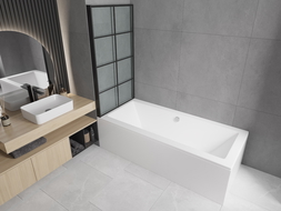 Mexen Cube stačiakampė vonia 180 x 80 cm su apdaila ir vienvėrčiu ekranu 70 cm, juodas raštas - 550518080X9307017077
