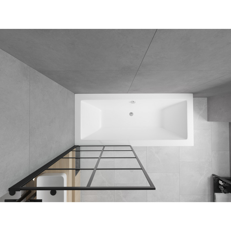 Mexen Cube stačiakampė vonia 180 x 80 cm su apdaila ir vieno sparno 70 cm ekranu, juodas raštas - 550518080X9307017077