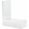 Mexen Cubik stačiakampė vonia 150 x 70 cm su apdaila ir 1-durų širma 70 cm, skaidri, chromas - 550315070X9007010100