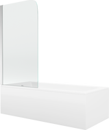 Mexen Cubik stačiakampė vonia 150 x 70 cm su apvalkalu ir vienos dalies uždangalu 70 cm, skaidri, chromuota