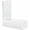 Mexen Cubik stačiakampė vonia 150 x 70 cm su apdaila ir 1-durų 75 cm pertvara, skaidri, chromuota - 550315070X9007510100