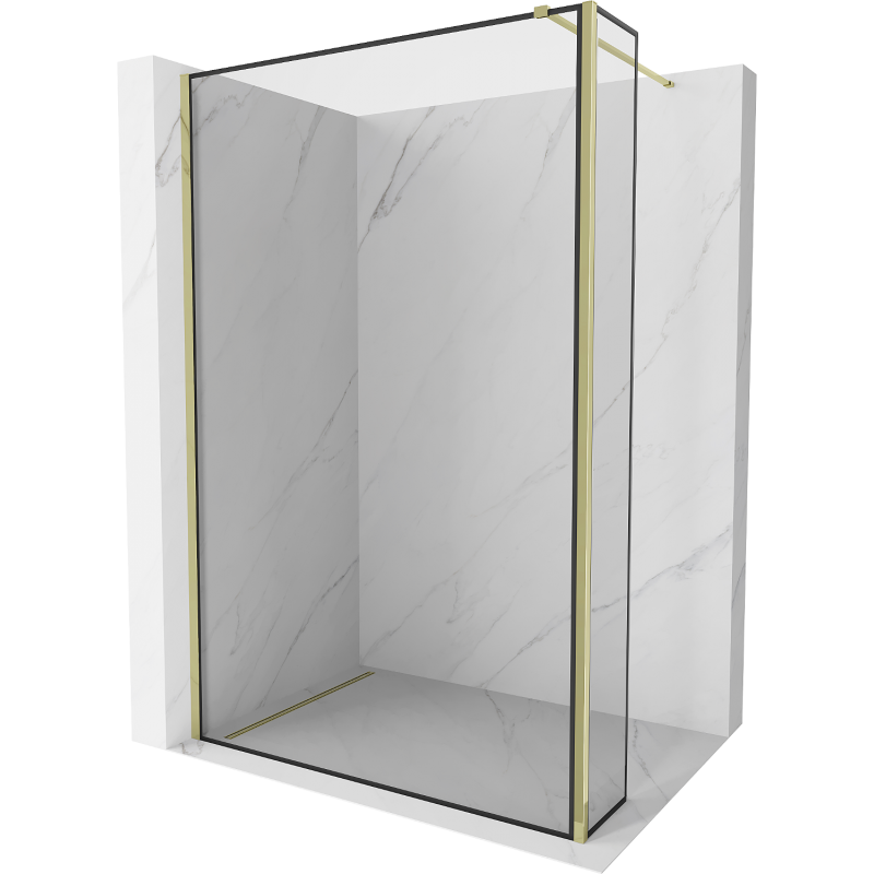 Mexen Kioto Walk-in dušo siena 90 x 40 cm, juodas raštas, auksinis - 800-090-212-50-70-040