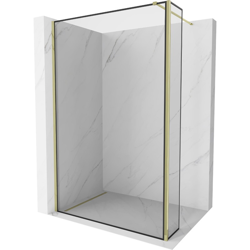 Mexen Kioto Dušo siena Walk-in 160 x 40 cm, juodas rėmelis, auksinis - 800-160-212-50-70-040