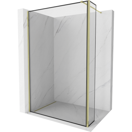 Mexen Kioto Dušo siena Walk-in 160 x 40 cm, juodas rėmelis, auksinis - 800-160-212-50-70-040
