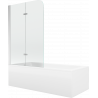 Mexen Cubik stačiakampė vonia 150 x 70 cm su apdaila ir 2 dalių ekranu 80 cm, skaidrus, chromas - 550315070X9008020100