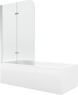 Mexen Cubik stačiakampė vonia 150 x 70 cm su apdaila ir dviejų durų palapine 80 cm, skaidri, chromuota