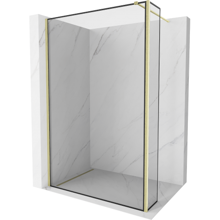 Mexen Kioto dušo siena Walk-in 110 x 40 cm, juodos raštas, auksinė šukos - 800-110-212-55-70-040