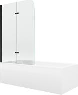 Mexen Cubik stačiakampė vonia 150 x 70 cm su apdaila ir dviejų durų ekranu 100 cm, skaidri, juoda - 550315070X9010027000