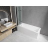 Mexen Cubik Stačiakampė vonia 150 x 70 cm su apdaila ir 3 dalių 120 cm pertvara, permatoma, juoda - 550315070X9012037000