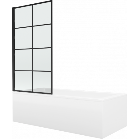 Mexen Cubik stačiakampė vonia 150 x 70 cm su apdaila ir vienanariu 70 cm ekranu, juodas raštas fix - 550315070X9307007077