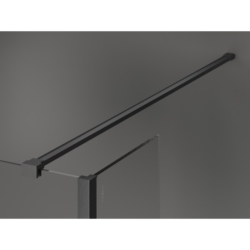 Mexen Kioto dušo siena Walk-in 140 x 40 cm, juodas rėmelis, šlifuotas gun gray - 800-140-212-66-70-040