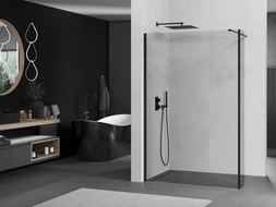 Mexen Kioto dušo sienelė Walk-in 90 x 30 cm, skaidri, juoda - 800-090-212-70-00-030