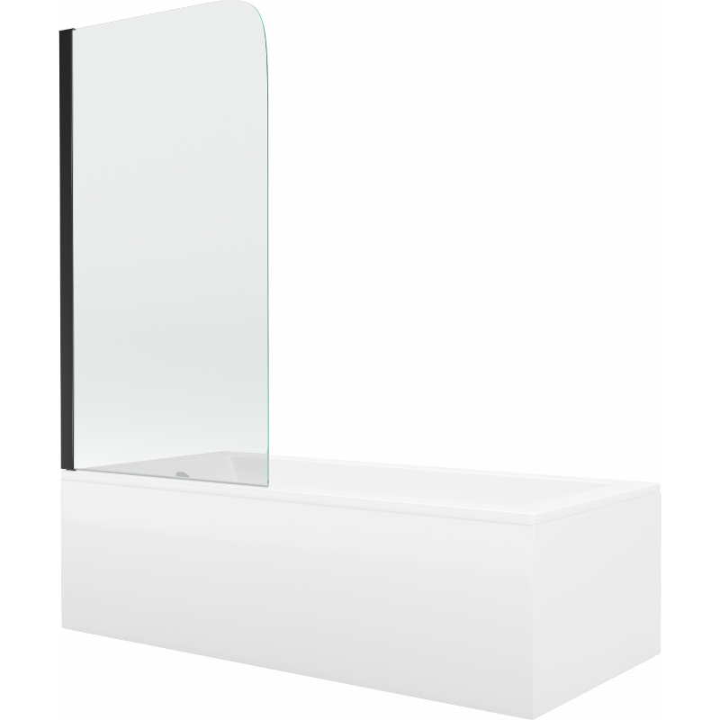 Mexen Cubik stačiakampė vonia 160 x 70 cm su apdaila ir vieno lapelio 70 cm ekranu, permatoma, juoda - 550316070X9007017000