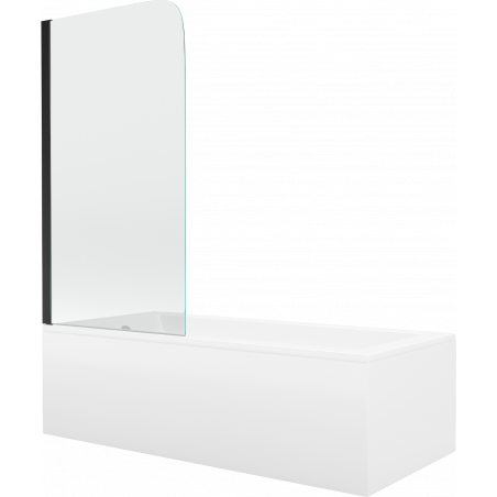 Mexen Cubik stačiakampė vonia 160 x 70 cm su apdaila ir vieno lapelio 70 cm ekranu, permatoma, juoda - 550316070X9007017000