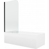 Mexen Cubik stačiakampė vonia 160 x 70 cm su apdaila ir vieno lapelio 70 cm ekranu, permatoma, juoda - 550316070X9007017000
