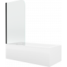 Mexen Cubik stačiakampė vonia 160 x 70 cm su apdaila ir vieno sparno 70 cm ekranu, permatoma, juoda - 550316070X9007017000