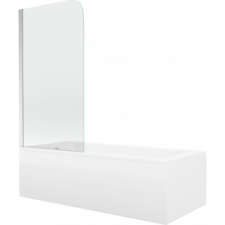 Mexen Cubik stačiakampė vonia 160 x 70 cm su apdaila ir vieno sparno pertvara 75 cm, permatoma, chromas - 550316070X9007510100