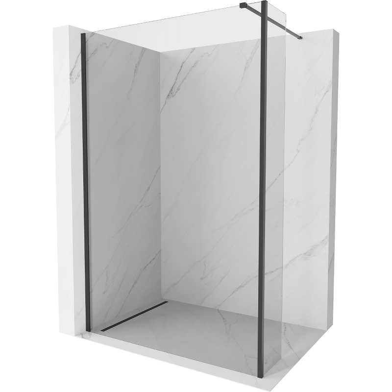 Mexen Kioto dušo siena Walk-in 155 x 40 cm, skaidri, juoda - 800-155-212-70-00-040