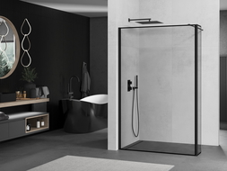 Mexen Kioto walk-in dušo siena 120 x 40 cm, juodas raštas, juodas - 800-120-212-70-70-040