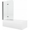 Mexen Cubik stačiakampė vonia 160 x 70 cm su apdaila ir 2-duris širma 80 cm, permatoma, juoda - 550316070X9008027000
