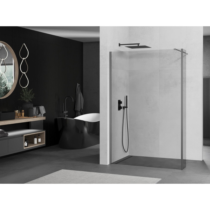 Mexen Kioto dušo sienelė Walk-in 130 x 40 cm, skaidri, gun metal - 800-130-212-95-00-040
