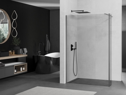Mexen Kioto dušo sienelė Walk-in 130 x 40 cm, skaidri, gun metal - 800-130-212-95-00-040