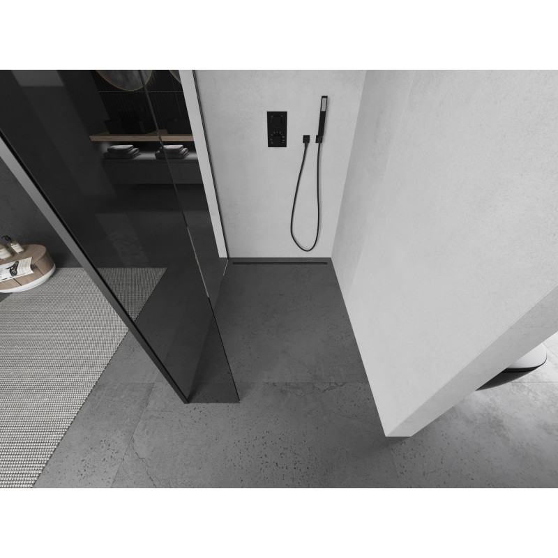 Mexen Kioto dušo sienelė Walk-in 130 x 40 cm, skaidri, gun metal - 800-130-212-95-00-040