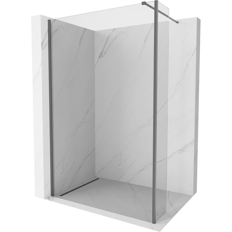 Mexen Kioto dušo sienelė Walk-in 130 x 40 cm, skaidri, gun metal - 800-130-212-95-00-040