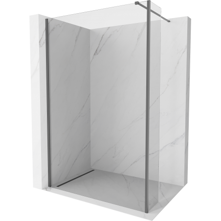 Mexen Kioto dušo sienelė Walk-in 130 x 40 cm, skaidri, gun metal - 800-130-212-95-00-040