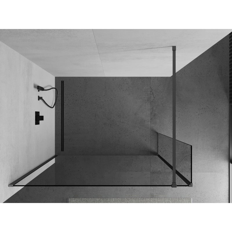 Mexen Kioto dušo siena Walk-in 145 x 40 cm, permatoma, ginklo metalas - 800-145-212-95-00-040