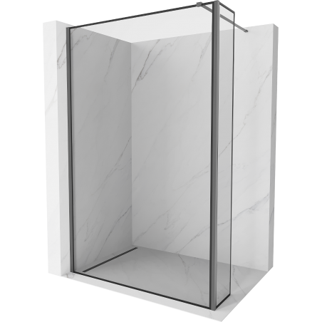 Mexen Kioto dušo sienelė Walk-in 120 x 30 cm, juodas rėmelis, gun metal - 800-120-212-95-70-030