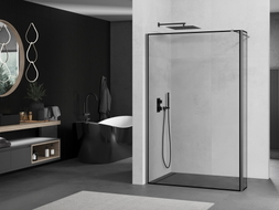 Mexen Kioto dušo sienelė Walk-in 120 x 30 cm, juodas rėmelis, gun metal - 800-120-212-95-70-030