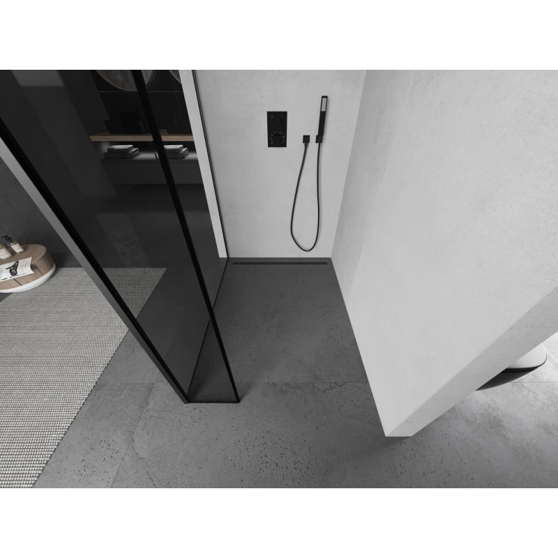 Mexen Kioto dušo sienelė Walk-in 120 x 30 cm, juodas rėmelis, gun metal - 800-120-212-95-70-030