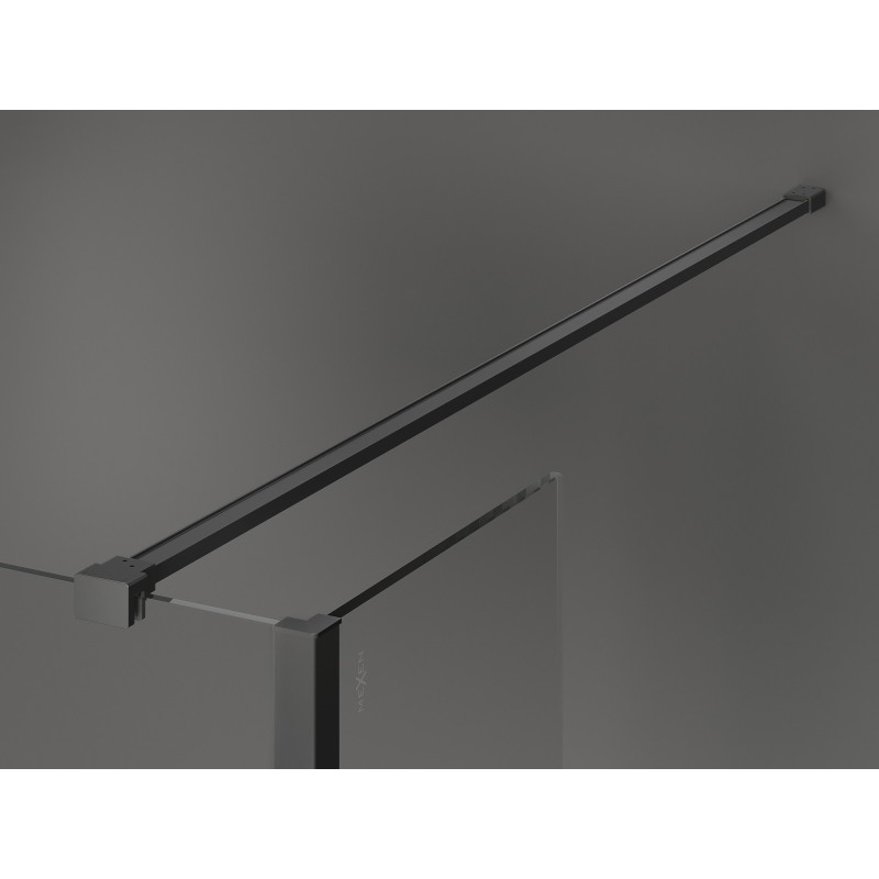 Mexen Kioto dušo sienelė Walk-in 120 x 30 cm, juodas rėmelis, gun metal - 800-120-212-95-70-030