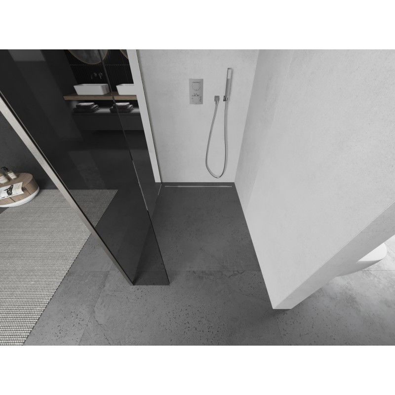 Mexen Kioto dušo siena Walk-in 90 x 30 cm, skaidri, šlifuotas nikelis - 800-090-212-97-00-030