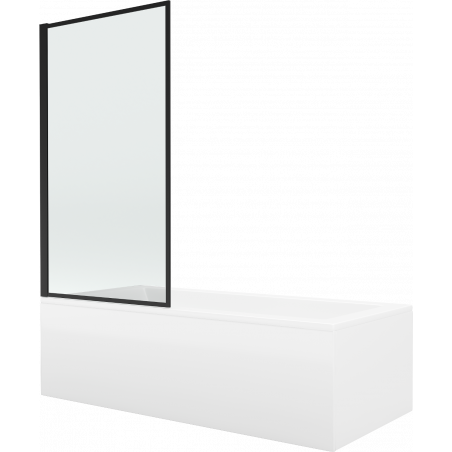 Mexen Cubik stačiakampė vonia 160 x 70 cm su apdaila ir vienos dalies 70 cm ekranas, juodas raštas fix - 550316070X9307007070