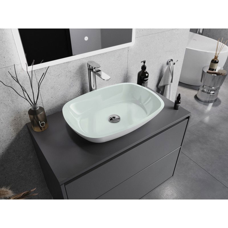 Mexen Araks stiklinis praustuvas montuojamas ant stalviršio 54 x 39 cm, baltas - 24155430