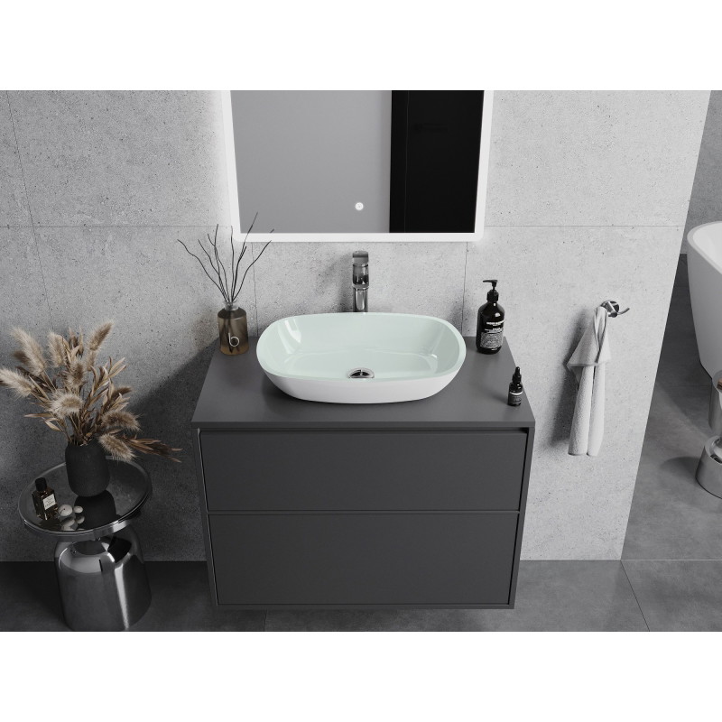 Mexen Araks stiklinis ant stalviršio montuojamas praustuvas 54 x 39 cm, baltas - 24155430
