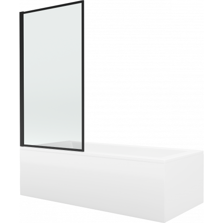Mexen Cubik stačiakampė vonia 160 x 70 cm su danga ir vienu durelių ekranu 80 cm, juodas raštas fix - 550316070X9308007070