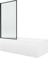 Mexen Cubik stačiakampė vonia 160 x 70 cm su apdaila ir 1-durio 80 cm pertvara, juodas raštas fix - 550316070X9308007070