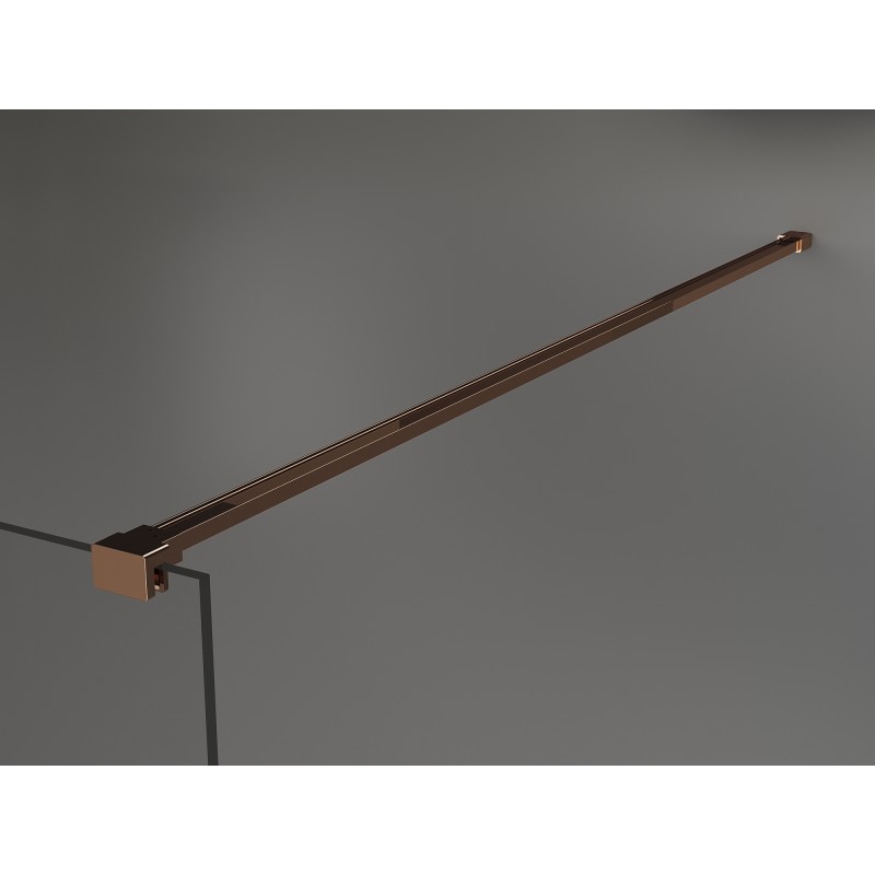 Mexen Kioto laisvai stovinti dušo sienelė 140 x 200 cm, juodas tinklelis 8 mm, rožinis auksas - 800-140-002-60-77