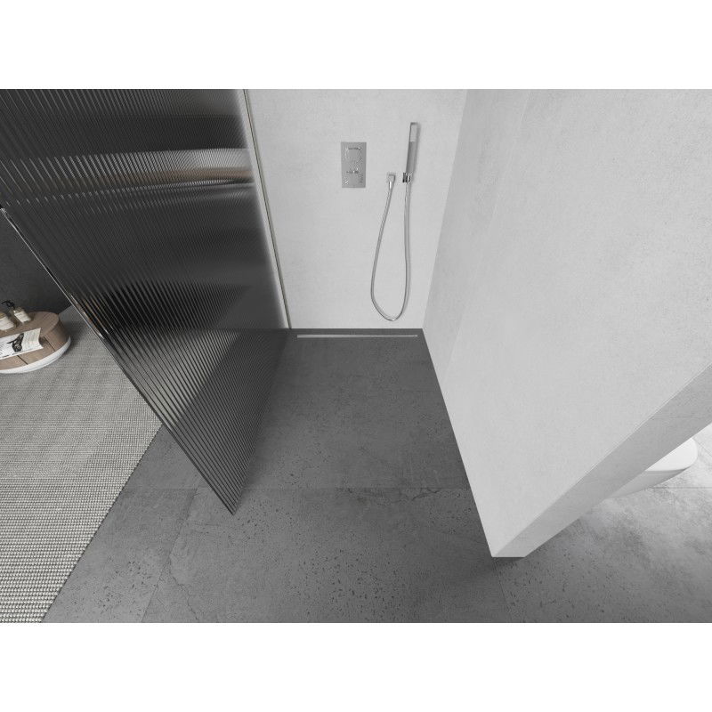 Mexen Kioto L dušo siena Walk-in 110 x 200 cm, dryžuota, šlifuotas nikelis - 800-110-103-97-09